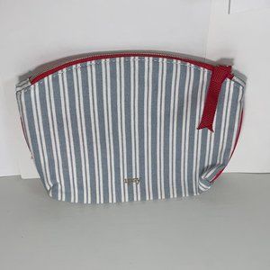 Blue and white striped Ipsy Makeup bag